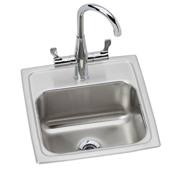 Elkay Elkay Lustertone SS 15 x 15 x 7.1 Single Bowl Top Mount Bar Sink Kit BLR150C